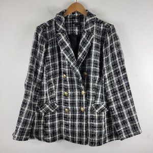 Lane Bryant Plaid Tweed Double Breasted Notch Lapel Blazer Size 22 NWT